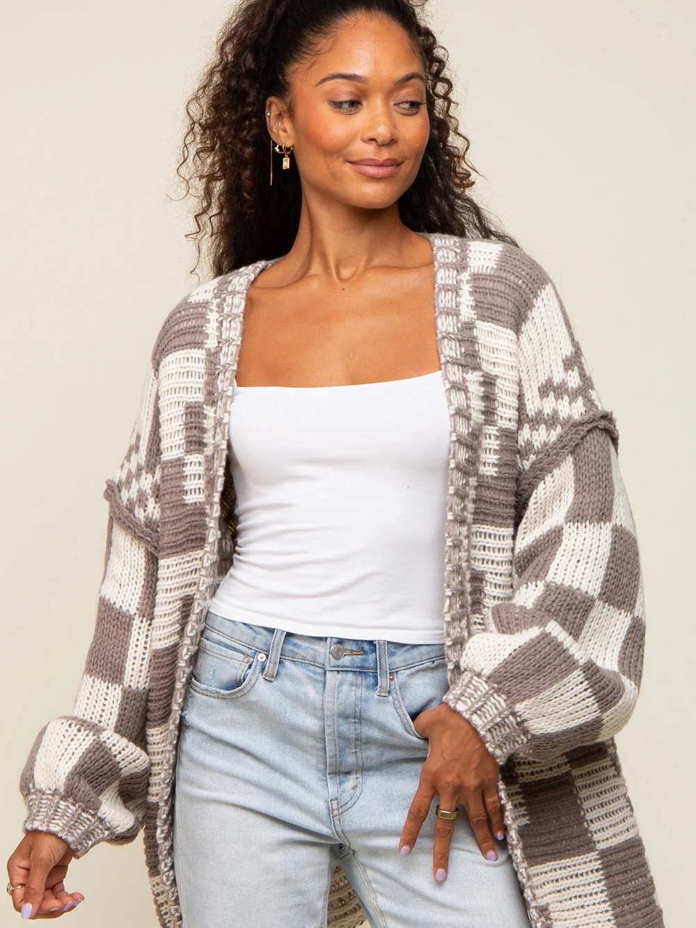 Talulah Checker Knit Cardigan